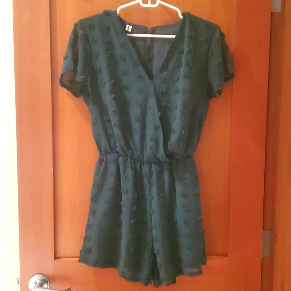 Green Romper with dot detail